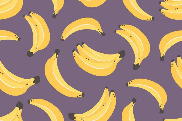 Rijp Verse Bananen Schil Paarse Achtergrond Banaan Naadloos Patroon Hele Vectorbeelden