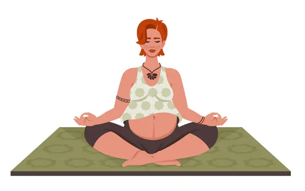 Zwangere Yoga Een Jonge Zwangere Vrouw Die Lotushouding Zit Vrouwelijke Rechtenvrije Stockvectors