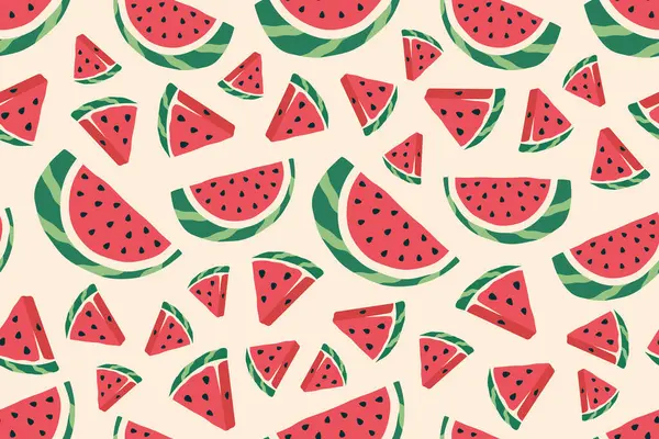 Watermeloen Plakjes Zoet Tropisch Fruit Gezond Vegetarisch Biologisch Voedsel Watermeloen Rechtenvrije Stockillustraties