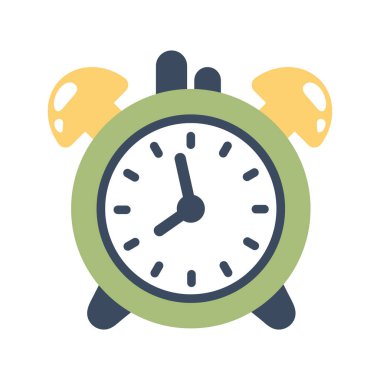 Alarm saati beyaz arkaplanda izole edildi. Çizgi film tarzında siyah elli alarm zili. Doodle Hand okul, iş, satış ve son teslim tarihi için illüstrasyon çizdi. Vektör