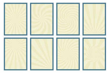 Şahane posterler. Çarpık çizgileri olan geçmişe dönük geçmişler. Psikedelik sanat. Çember elementli klasik tasarım, bozuk dalgalı çizgiler, çarpık çizgiler. Soyut doku. Vektör düz resimleme