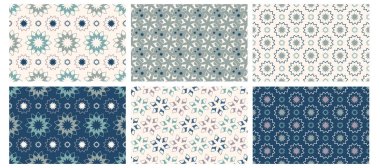 Soyut, pürüzsüz desenler. Monokrom çiçekli modern tasarım. Geometrik arkaplan ve farklı şekiller. Basit tekrarlama şablonu. Moda süsü. Vektör illüstrasyonu