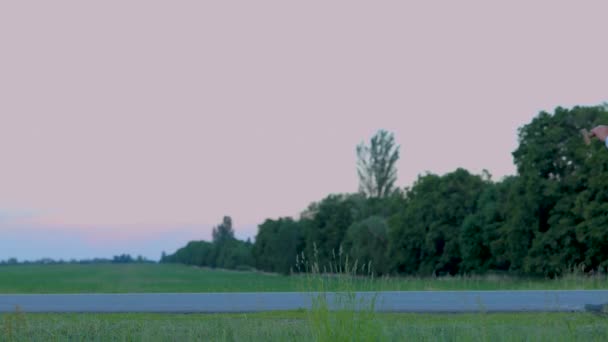 Ein Bauer Mit Strohhut Geht Mit Schaufel Durch Das Feld — Stockvideo