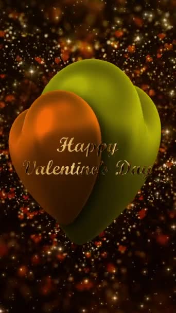 Happy Valentines Day Yellow Green Vertical 422 Prores Looped — Stok video