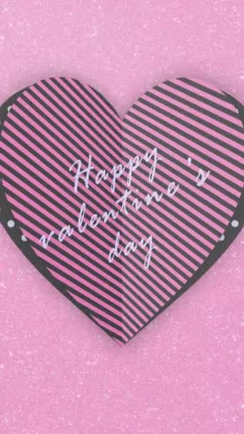 Happy Valentines Day Pink Grey Vertical — Stok Video