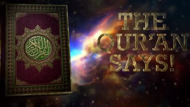 Qur Says Ramadan Fasting Middle Book Written Quran Kareem Arabic — Vídeo de Stock