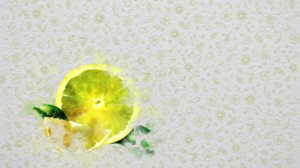 Meyve Sebzeler Suluboya Limon Metin Fiyat Resmin Sağ Tarafında Üst — Stok video