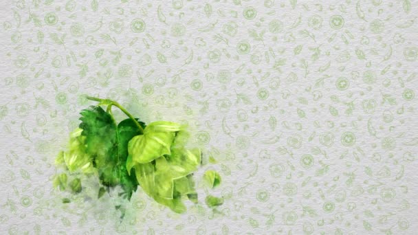 Akvarellszínű Gyümölcsök Zöldségek Ugorj Szöveg Lehet Írni Jobb Oldalon Vagy — Stock videók