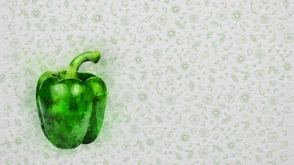 Akvarellszínű Gyümölcsök Zöldségek Harangpaprika Szöveg Lehet Írni Jobb Oldalon Vagy — Stock Fotó