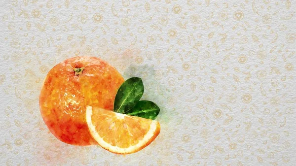 Akvarell Frukt Och Grönsaker Apelsin Text Och Pris Kan Skrivas — Stockfoto