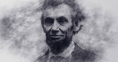 ABD. Portre çizimi. Abraham Lincoln, eski Birleşik Devletler Başkanı.. 
