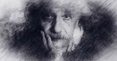 ABD. Portre çizimi. Albert Einstein, Teorik Fizikçi. 