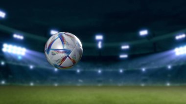 Gol Ağı 'nda futbol topu. Maç sonuçlarıyla ilgili yazılar topun sağına yazılabilir.