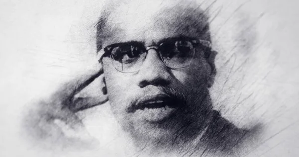 ABD. Portre çizimi. Malcolm X, Malik el-Shabazz. 