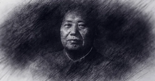 Chine Dessin Portrait Mao Tse Tung Ancien Président Chine — Photo