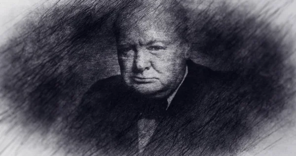 İngiltere. Portre çizimi. Sör Winston Leonard Spencer Churchill. 