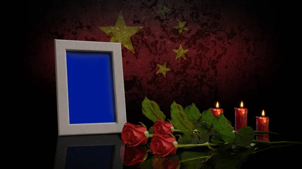 Anma Günü Kartı Arka Planda Çin Bayrağı Var Fotoğraf Veya — Stok fotoğraf