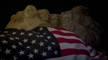 ABD Başkanları Günü ya da Anma Günü için arka plan. Rushmore Dağı Ulusal Anıtı.