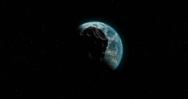 Ein Asteroid Nähert Sich Der Erde Filmkunst — Stockfoto