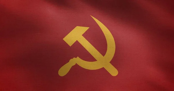 共产主义旗帜 铁锤和镰刀符号 — 图库照片