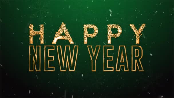 Feliz Año Nuevo Tarjeta Felicitación Fondo Verde — Vídeos de Stock