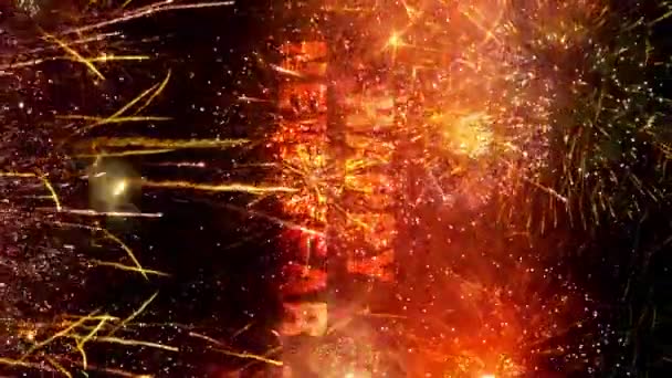 Szczęśliwego Nowego Roku Pokaz Fajerwerków Zapętlone Pionowe — Wideo stockowe