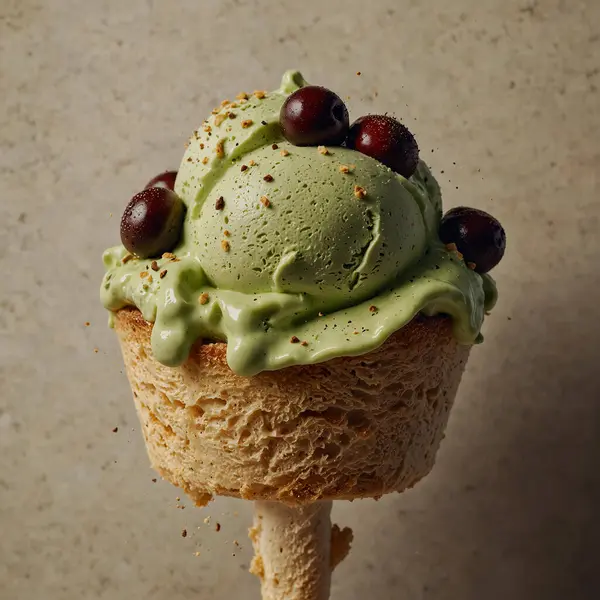 다양한 개념을 특징으로하는 다양한 과일로 준비된 아이스크림 스톡 이미지