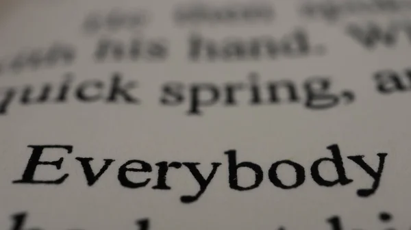 Everybody Text Open Book Page Close Macro Shot Everybody Word — Stock Photo, Image