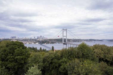 İstanbul manzarası ve Boğaz manzarası Nakkastepe Milli Parkı, İstanbul manzarası ve Boğaz, 15 Temmuz Şehitleri Köprüsü geniş açılı