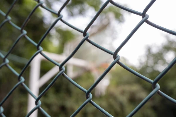 Basketball Hoop Fences Selective Focus Street Sport Concept Green Wires — Stock Photo, Image