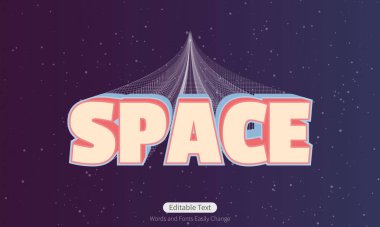 Düzenlenebilir retro uzay metin vektörü, değiştirilebilir 3D yazı tipi ep, betik yazı tipi, tipografi, uzay sıçrama pankartı