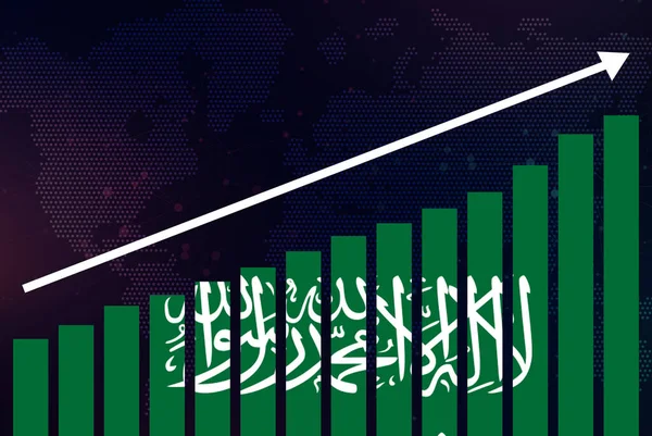 Бар Граф Саудівської Аравії Збільшення Цінностей Прапор Саудівської Аравії Графіку — стокове фото