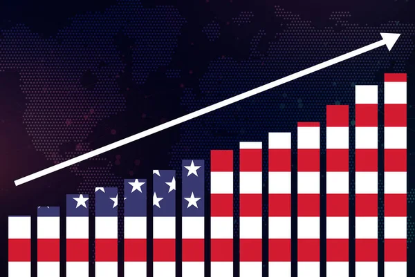 Прапор Сполучених Штатів Графіку Барів Сша Граф Барів Збільшення Значень — стокове фото