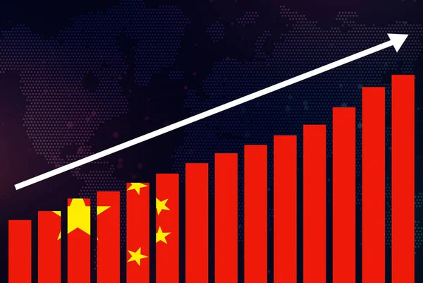 Wykres Słupkowy Chinach Rosnące Wartości Flaga Kraju Chin Wykresie Słupkowym — Zdjęcie stockowe