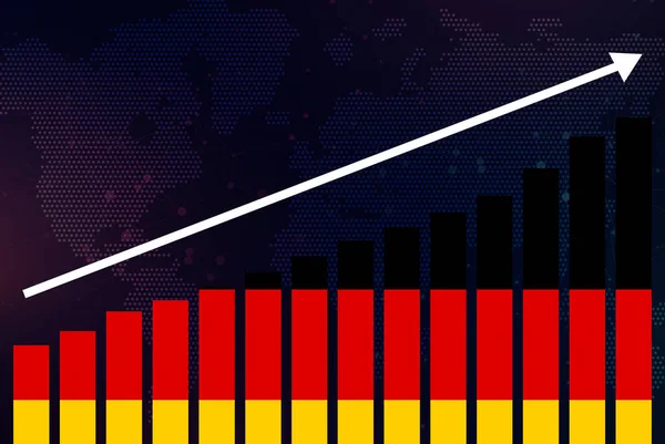 Wykres Słupkowy Niemczech Rosnące Wartości Koncepcja Kraju Rozwijającego Się Flaga — Zdjęcie stockowe