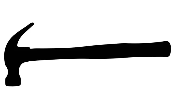 在白色背景上孤立的锤矢量轮廓 硬手工具概念 填充黑色物体 迷你手锤插图 — 图库矢量图片