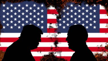 ABD ile ABD arasındaki çatışma, Donald Trump 'ın Joe Biden ile tartışması, flaş haber, ABD ile ABD arasındaki siyasi kriz, gerginlik ve saldırganlık, siyasi mücadele veya savaş