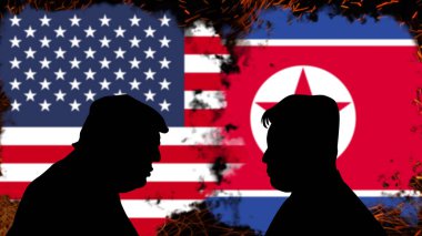 ABD ve Kuzey Kore arasındaki çatışma, Donald Trump 'ın Kim Jong-un ile tartışması, flaş haber, ABD ve Kuzey Kore arasındaki siyasi kriz, gerginlik ve saldırganlık, siyasi mücadele veya savaş