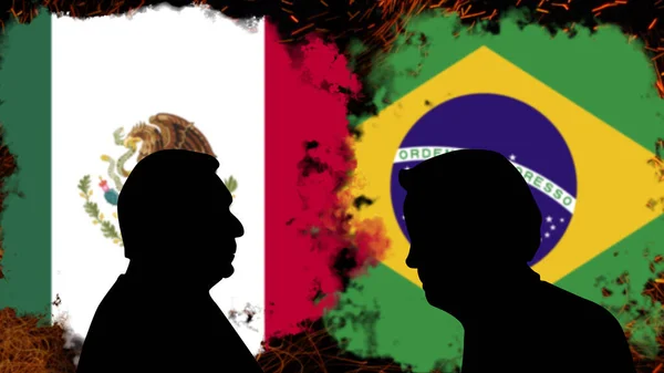 Konflikt Między Meksykiem Brazylią Dyskusja Andrsa Manuela Lopeza Obradora Jair — Zdjęcie stockowe