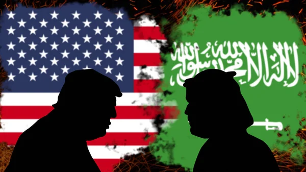 Konflikt Między Usa Arabią Saudyjską Dyskusja Donalda Trumpa Mohammedem Bin — Zdjęcie stockowe
