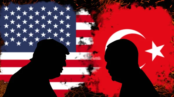 Abd Ile Türkiye Arasındaki Çatışma Donald Trump Recep Tayyip Erdoğan — Stok fotoğraf