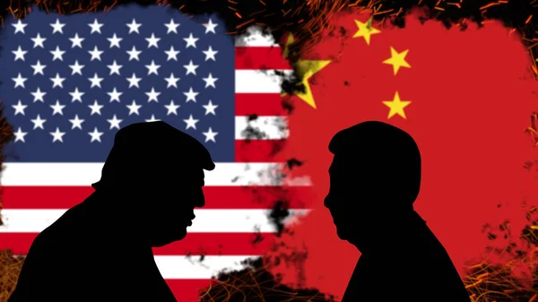 Konfliktus Usa Kína Donald Trump Vita Cinping Törés Hírek Banner — Stock Fotó
