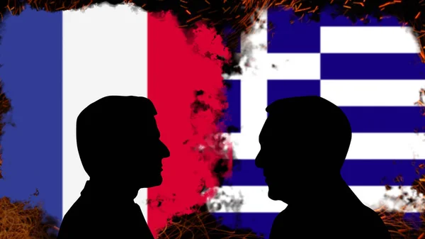 Конфлікт Між Францією Грецією Еммануель Макрон Обговорює Алексісом Ципрасом Який — стокове фото