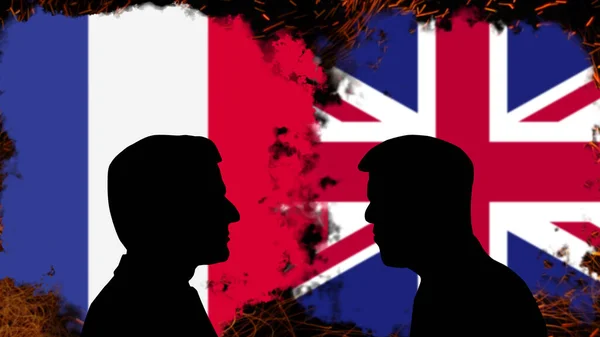 Σύγκρουση Μεταξύ Γαλλίας Και Ηνωμένου Βασιλείου Εμμανουέλ Μακρόν Συζήτηση Τον — Φωτογραφία Αρχείου