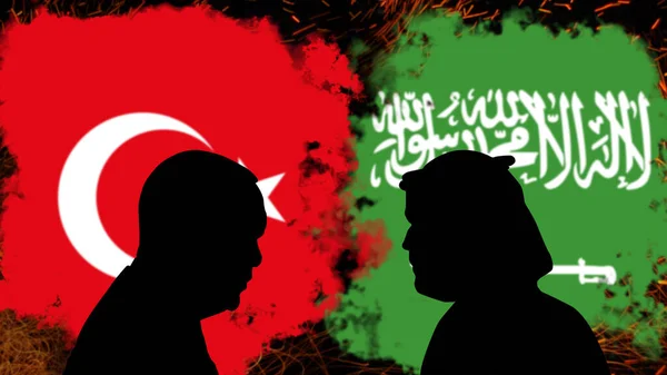 Conflicto Entre Turquía Arabia Saudita Conversación Recep Tayyip Erdogan Con — Foto de Stock