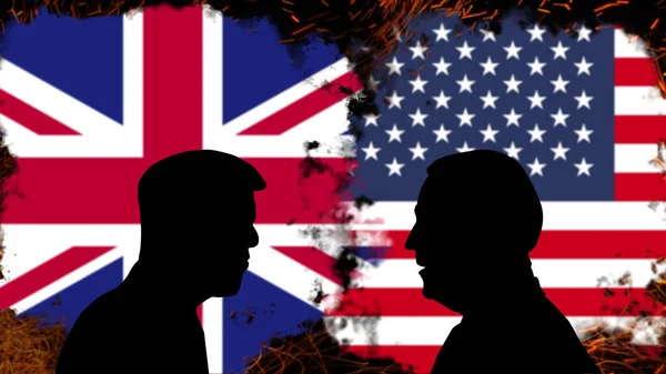 英国と米国の間の紛争 ジョー バイデンとのRishi Sunakの議論 速報ニュースバナー 英国と米国の間の政治的危機 緊張と侵略 政治的戦いまたは戦争 — ストック写真
