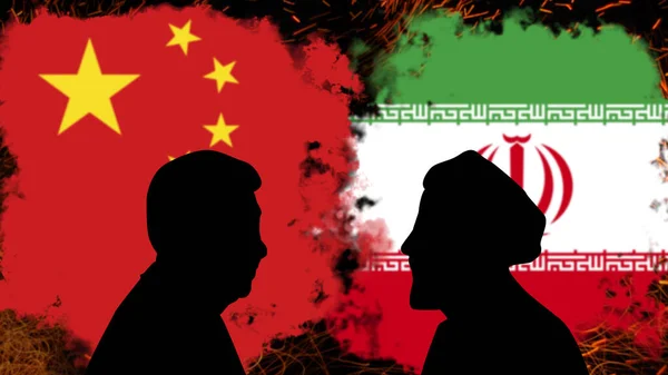 Конфликт Между Китаем Ираном Беседа Ибрагимом Рейси Сломанный Новостной Баннер — стоковое фото