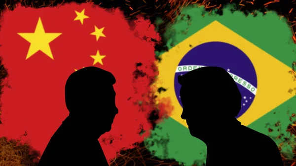 Conflito Entre China Brasil Cinping Discussão Com Jair Bolsonaro Banner — Fotografia de Stock