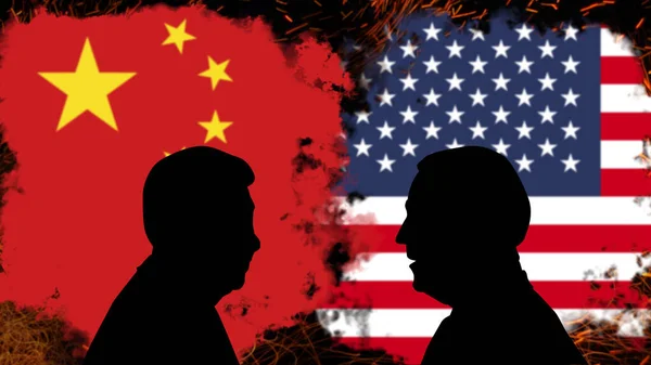 Conflict China Cinping Discussion Joe Biden Breaking News Banner Political — Stock Photo, Image