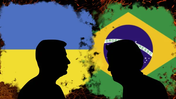 乌克兰和巴西之间的冲突 Volodymyr Zelensky与Jair Bolsonaro的讨论 突发新闻 乌克兰和巴西之间的政治危机 紧张局势和侵略 政治斗争或战争 — 图库照片